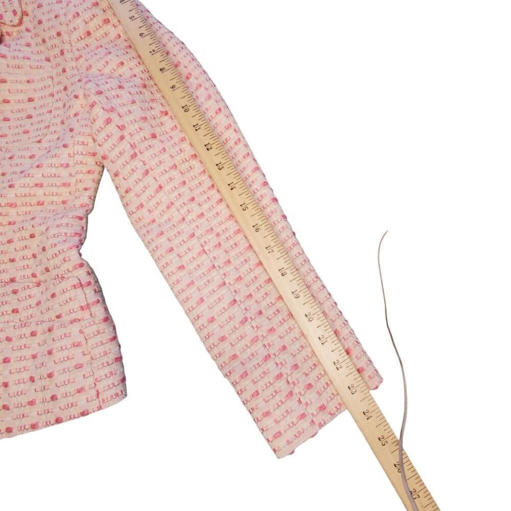 Vintage JG Hook Tweed Blazer Women's Pink Cream Textured Woven Career Preppy Jac - Picture 9 of 11